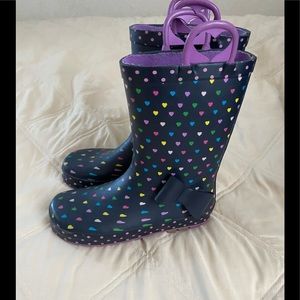 Western Chief Kids' Heart Pattern Rain Boots - Navy and Purple